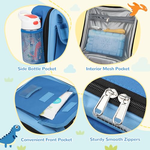 REDSHELL Lunch Box Kids, Large Insulated Lunch Bag for Boys, Dark Blue | Tactical Style, Cooler Lunchbag, Square Toddler Lunchbox, School & Daycare, Lunch Tote, Water Bottle Holder, Adjustable Strap - color: Dark Blue