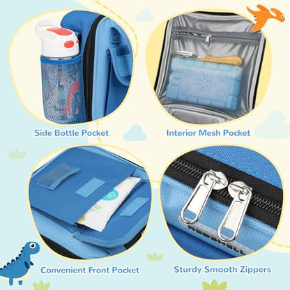 REDSHELL Lunch Box Kids, Large Insulated Lunch Bag for Boys, Dark Blue | Tactical Style, Cooler Lunchbag, Square Toddler Lunchbox, School & Daycare, Lunch Tote, Water Bottle Holder, Adjustable Strap - color: Dark Blue