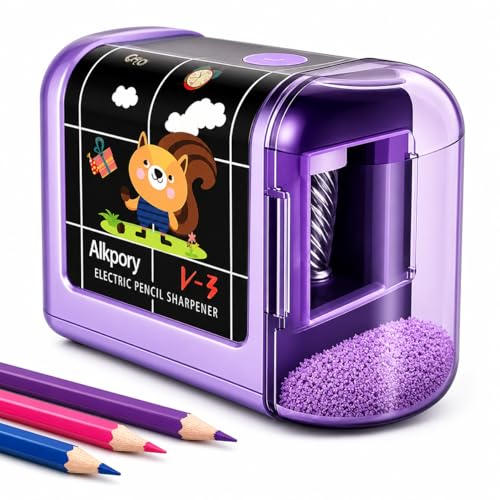 Battery Operated Electric Pencil Sharpener for Kids, Auto Stop Safety Switch, Fast Pencil Sharpener for No.2 and Colored Pencils, Portable Desk Sharpener for School, Home, Office, Purple - color: Purple