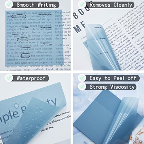 YOUDEFUL 800Pcs Transparent Sticky Notes, 3"x3" Clear Sticky Notes, Waterproof Translucent Sticky Note Pads for Books Annotation, Clear Post it Notes for Bible Study, School, Office（Morandi） - size: Square Morandi