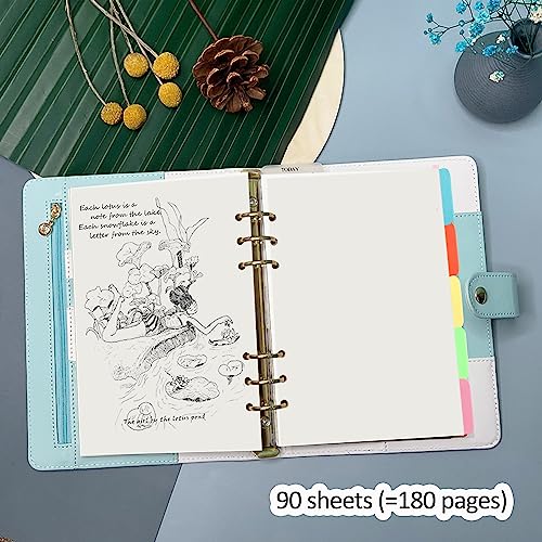 Harphia A5 6 Holes Binder Refill Value Set, 90sheets plain blank loose leaf paper with stickers and dividers, planner inserts with binder pockets for A5 notebook - color: Blank Paper Set, size: A5