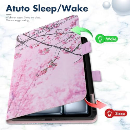 Dteck for iPad Air 13-inch, Premium PU Leather Folio Stand Cover with Pencil Holder Auto Wake/Sleep Protective Case, Pink Cherry - color: 01 Pink Cherry