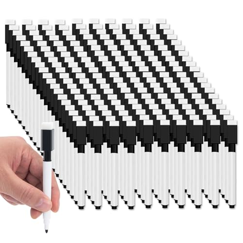 200 Pcs Black Magnetic Dry Erase Markers with Eraser Cap, White Board Mini Dry erase Markers Bulk, Fine Point Tip White Board Markers for Teachers Office School Supplies - size: 1 Count (Pack of 200)