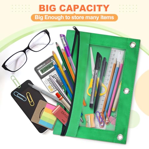 Shemira Pencil Pouch for 3 Ring Binder, 36 Pack Pencil Pouches Bulk in 6 Colors, Binder Pencil Pouchs with Smooth Zipper, Clear Window Pencil Case, Zipper Pencil Pouch, 3 Ring Binder Pencil Pouches - color: 6 Colors