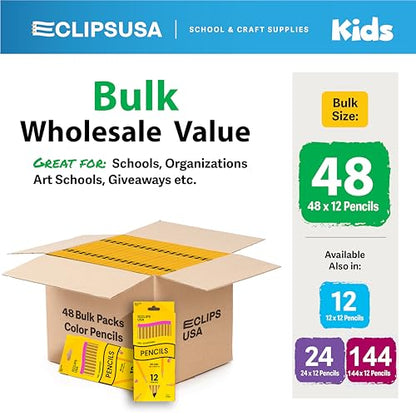 E-CLIPS USA Sharpened Pencils #2 Bulk, Classroom Must Haves School Supplies, Number 2 Pencils Bulk Office Supplies, 12 Per Box (48 Boxes) - style: 48 Boxes