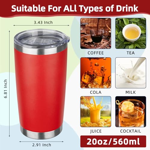 20oz Tumbler with Lid Stainless Steel Insulated Tumblers Travel Coffee Tumbler Bulk Double Wall Vacuum Insulated Water Cup Gifts for Christmas Women Men Her Him Home Office(Red, 4pack) - color: Red 4