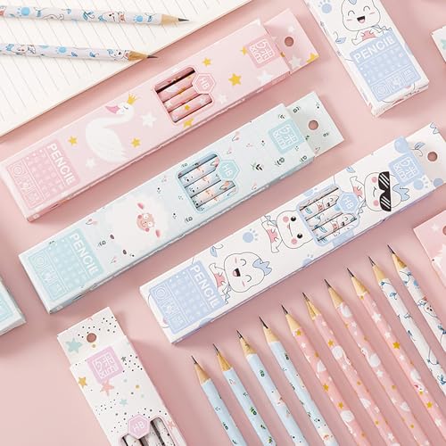 30pcs HB Art Drawing Pencils Blue Bulk Cute Fun Novelty Wooden Writing Pencils with Erasers Party Office (Blue) - color: Blue