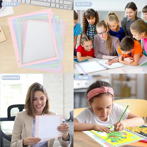 30PCS/6 Set 3 Ring Binder Dividers with 5 Tabs Color Page Dividers for 3 Ring Binder with Tabs 11.5×8.5inch Clear Folder Divider 3 Ring File Dividers Tabbed Index Dividers for School Office (Pastel) - color: Pastel