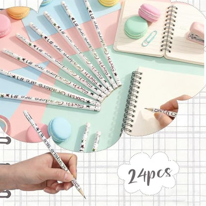 Tenceur 24 Pcs 6th Graders Pencils Bulk Motivational Pencils with Erasers Inspirational Pencil with Back to School Supplies for Kids Student Teacher Classroom Reward - style: 6th Graders