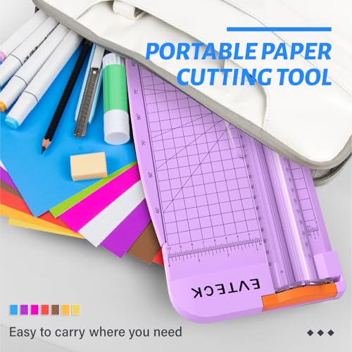 Evteck A4 Paper Cutter Slider Trimmer for Cardstock Photo Vinyl | 12 Inch, with Security Blade and Foldable Ruler, for Crafting Scrapbooking - color: Purple