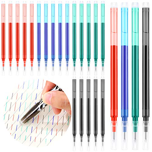 Zonon 24 Pcs 0.7mm Erasable Gel Ink Pen Refills Compatible with Frixion Friction Gel Ink Refills Medium Fine Point Erasable Pens Lead for Writing Planner and Crossword Puzzles(Black, Red, Green, Blue) - color: Black, Red, Green, Blue