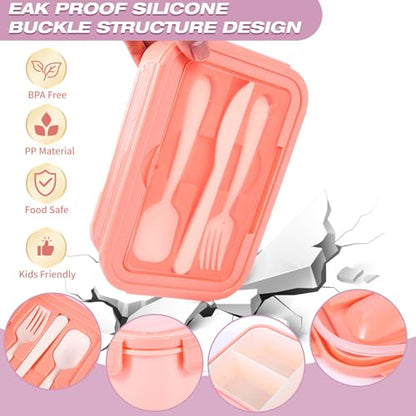 77 Pieces Bento Box Lunch Box Kit Large Pink Insulated Lunch Bag 3 Layer Stackable Leakproof Lunch Box Containers with Cup,Lunch Bag,Spoon,Fork,60 Pieces Lunch Box Notes for Girl Women (Purple) - color: Purple