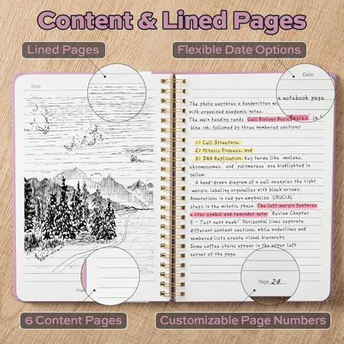 deli 6 Pack Lined Spiral Journal Notebook, 160 Pages, A5 (5.5"x8") Hardcover Writing Notebook, College Ruled Spiral Bound Journal for Women & Men - Perfect for Work, School, Office & Note Taking - color: Beige,Red,Taro Purple,Dark Red,Dark Green,Black, si