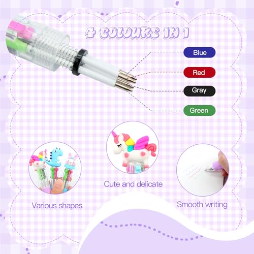 Scettar 32Pcs Multicolor Pen in One 4-in-1, Cute Ballpoint Pens Bulk for School Office, Classroom Prizes, Fun Writing Gifts Goodie Bags Stuffers Party Favors - style: 32 Pcs