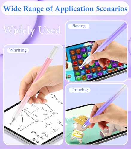 Stylus Pen for Touchscreen, Kenkor 2 in 1 Active iPad Pencil High Sensitivity & Precision, Stylus Pen for Nintendo Switch 2/iPhone/iPad/Samsung/Galaxy/Huawei/Surface, All Touch Screens - Pink+Purple - color: Pink+Purple