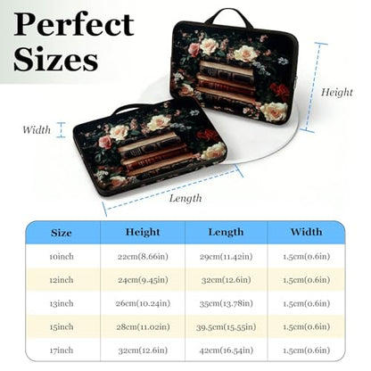 13 13.3 14 inch Laptop Sleeve with Handle, Art Flower Book Water‑Resistant Laptop Carrying Case for MacBook Air 13-inch/MacBook Pro 13/14 inch/Dell/HP/Lenovo - color: Art Flower Book, size: 13-14 inch Devices