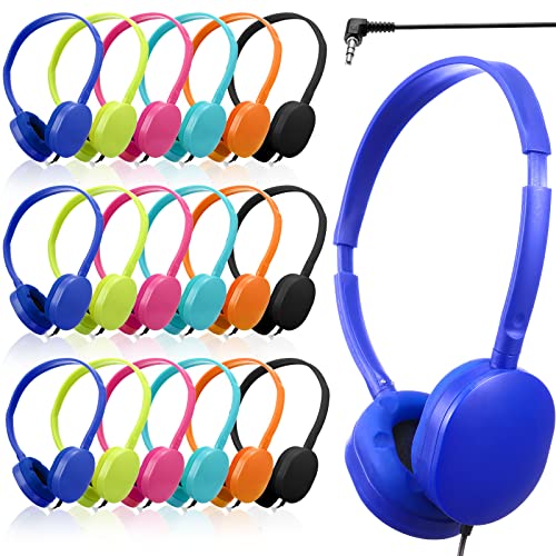 Konohan 18 Pack Class Set Headphones for Students Bulk Headphones for Classroom School Adjustable 3.5mm Wired Earphones Classroom Must Haves Teacher Supplies(Multicolor) - color: Multicolor