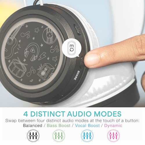 MEE audio KidJamz Share Bluetooth Headphones for Kids with LED Lights, 85dB Volume Limiter, Microphone, 40h Battery; Childrens Headset for School/iPhone/iPad/Tablet (Model: KJ55BT-S, 2-Pack) - color: Black, style: Share (2-Pack)