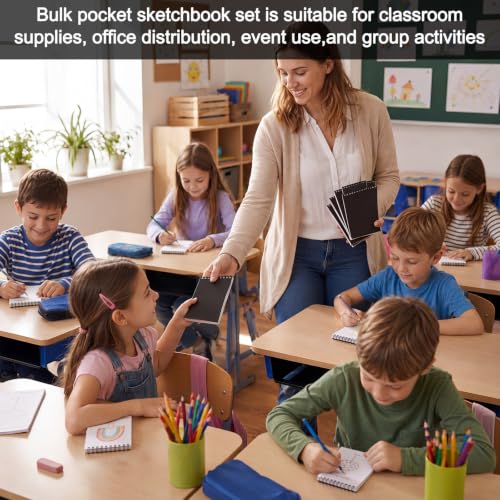 Watersay 100 Pack Small Spiral Notebook Bulk, 3x5 Pocket Notepads,Black - color: Black