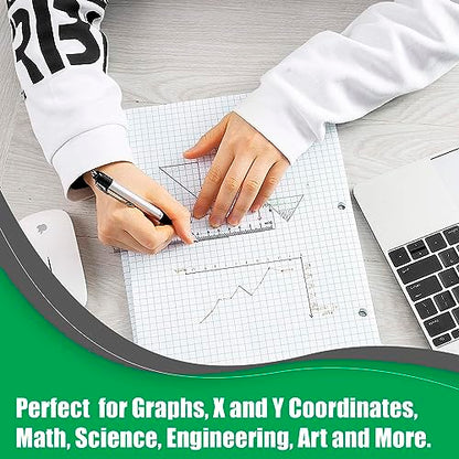 Graph Paper, Filler Paper Loose leaf Graph Paper - 8” x 10.5" - Graph Ruled, 4x4 Quad Ruled Notebook Paper, 3 Hole Punched Loose leaf Papers for 3 Ring Binders - 100 Sheets per Pack (12 Pack)