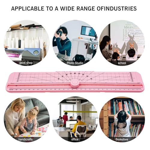 2PCS Paper Cutter Slider, 12 Inch Portable Paper Trimmer, Straight Cutting Guillotine, Cardboard Cutter for Paper Photo Vinyl Label Coupon Craft Paper(Pink) - color: Pink