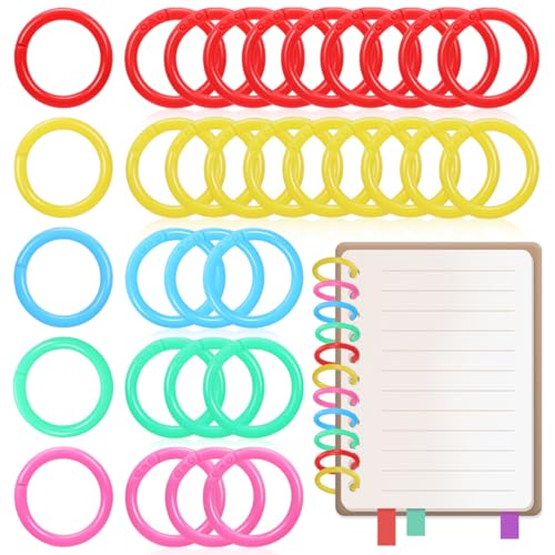 Tofficu 120 Pack Colored Loose Leaf Rings Binder Rings 0.78 Inch Plastic Book Rings for Flash Cards Index Cards Notebook Pages Classroom Office and Scrapbook Organization