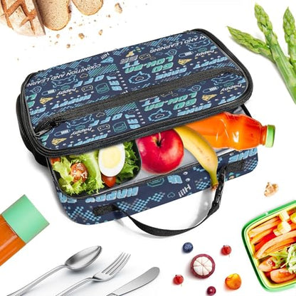 WOBAGMEN Game Lunch Box for Kids, Cute Insulated Lunch Bag for Boys Girls,Waterproof Lunch Box with Water Bottle Holder for Teens Adults Picnic Travel Back to School (Happy Game) - color: Happy Game