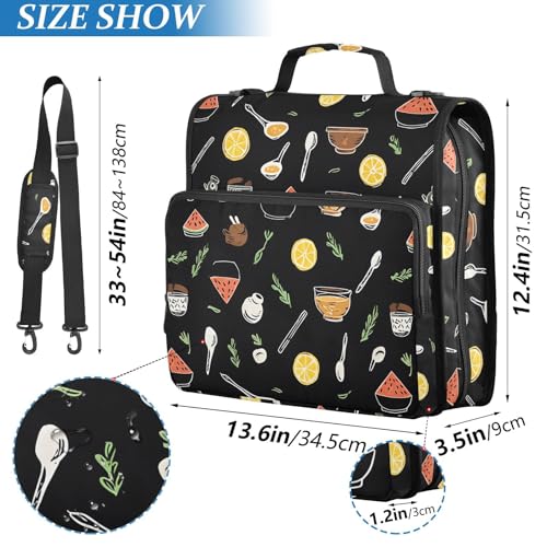 3 Ring Zipper Binder Hand Drawn Watermelon Lemon Binders Bag with Shoulder Strap 500 Sheets Paper Organizer Trapper Keeper Documents Storage File Folder for School Office - color: A2804