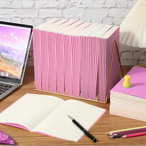 Handepo 100 Pack A5 Composition Notebooks Bulk 5"x8" Wide Ruled Pink Soft Cover Journals, 60 Pages Journals Bulk School Supplies for Students Classroom Office - color: Pink, size: A5
