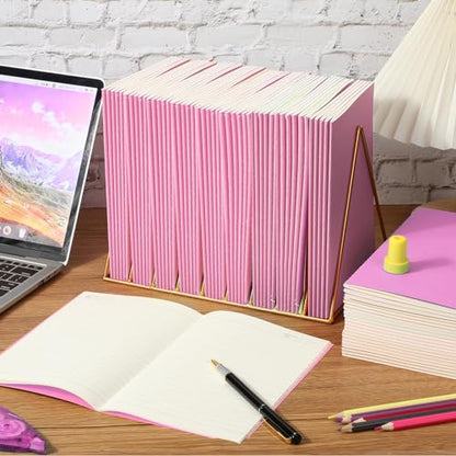 Handepo 100 Pack A5 Composition Notebooks Bulk 5"x8" Wide Ruled Pink Soft Cover Journals, 60 Pages Journals Bulk School Supplies for Students Classroom Office - color: Pink, size: A5