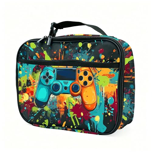 Game Lunch Box Insulated Reusable Lunch Bag Tote Cooler for Women Men Boy Girl School Work Office Picnic - color: Game