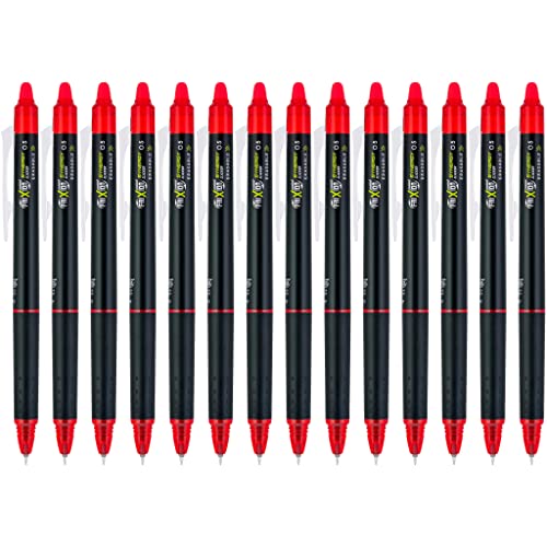 Pilot FriXion Synergy Clicker Erasable, Refillable, Retractable Gel Ink Pens, Extra Fine Point 0.5 mm, Pack of 14, Red, FriXion Erasable Pens 0.5 - Ideal for School & Office Writing - color: Red, size: 1 Count (Pack of 14)