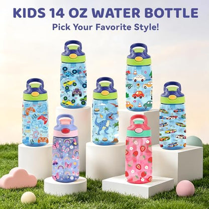 Game 14oz Kids Water Bottle with Straw - Leakproof BPA-Free Plastic Pop-Up Spout, Reusable Leak Proof Travel Bottle for Gaming & Outdoor Sports - color: 1Game