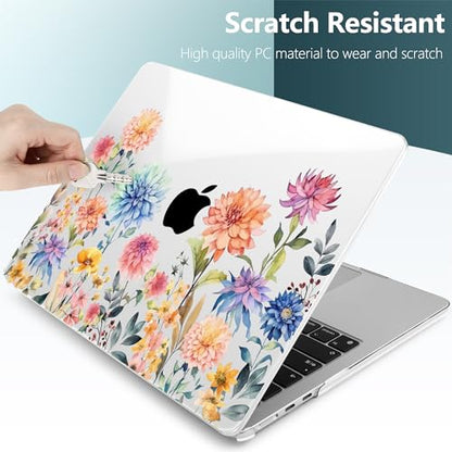 TWOLSKOO for MacBook Air 13 inch Case M5 2026 M4 2025 M3 M2 2024-2022 A3449 A3240 A3113 A2681, Plastic Hard Shell & Keyboard Cover & Screen Film for MacBook Air 13.6 inch Case, Beautiful Flowers - color: Beautiful Flowers D020