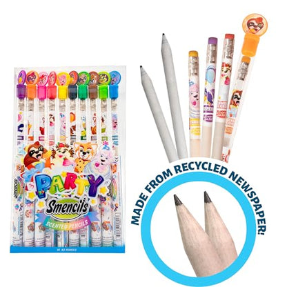 Party Smencils - Patented Gourmet Scented Graphite HB #2 Pencils made from Recycled Newspapers, 10 Count, Gifts for Kids, School Supplies - color: Party
