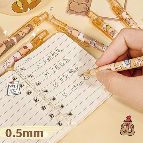 MOZXIRZ 4 Pcs Cute Mechanical Pencils with Eraser 0.5mm Cartoon Capybara Mechanical Pencil School Pencil for Boy Girl Women (6pcs Capybara) - color: 6pcs Capybara
