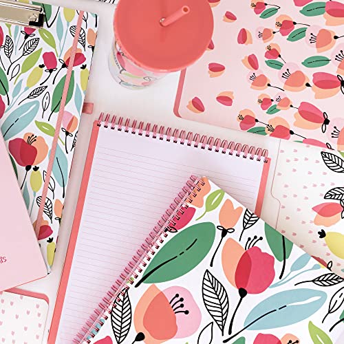 Steel Mill & Co Cute Large Spiral Notebook College Ruled, 11" x 9.5" with Durable Hardcover and 160 Lined Pages, Pink Poppy - color: Pink Poppy