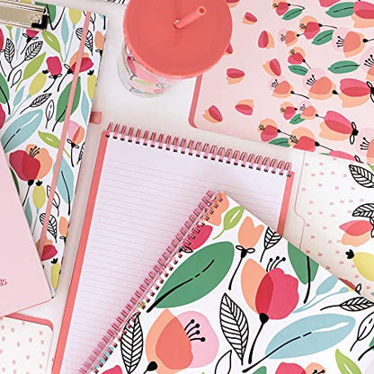 Steel Mill & Co Cute Large Spiral Notebook College Ruled, 11" x 9.5" with Durable Hardcover and 160 Lined Pages, Pink Poppy - color: Pink Poppy