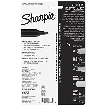 Sharpie Permanent Markers, Fine Tip, Black, 5 Count - Quick Drying, Fade Resistant - size: 5 Count (Pack of 1)
