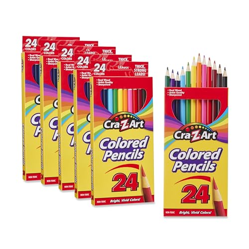 Cra-Z-Art Colored Pencils Bulk Pack, 24 Count (Pack of 6), 144 Total Pencils, Pre-Sharpened Non-Toxic Colored Pencils for Kids, Classroom & School - size: 24 Count (Pack of 6)
