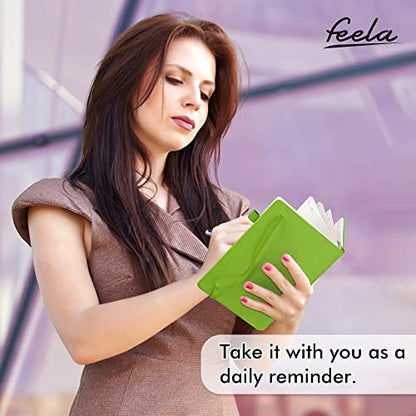 feela 12 Pack Notebooks Journals Bulk, Hardcover Notebook Classic Ruled Lined Journals with Pen Holder for Women Girls School Business Supplies, with 12 Black Pens, 120 GSM, 5.1”x8.3”, A5, Green - color: 12 Green