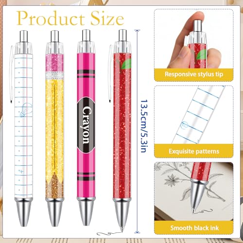 Teachers Ballpoint Pens Set - 24 Pcs Teacher Appreciation Gifts Back to School Retractable Writing Ball Point Pen Thank You Gift Favors for Classroom Student Coworker Office Party Supplies - style: First Day of School