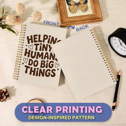 Teacher Appreciation Gifts Spiral Notebook 5.5 x 8.3 for Work Study, End of Year Teacher Gifts, Neutral Funny Helping Tiny Humans Do Big Things Hardcover Notebook Journal for Women Men - color: Helping Tiny Humans Do Big Things