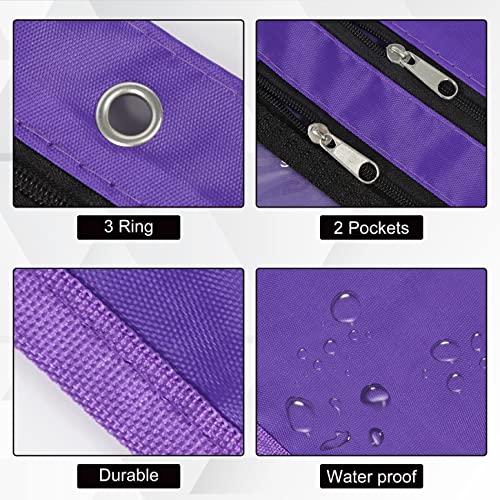 YoeeJob 2 Pack 1 Inch Expandable Zipper Pencil Pouches with Clear Window for 3 Ring Binder, Suitable for School & Office (Purplek) - color: Purple