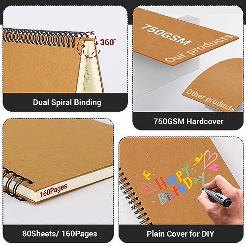 EUSOAR Hardcover Lined Notebook, A5 24 Packs 5.5" x 8.3" 120 Pages Lined Travel Writing Notebooks Journal, Memo Notepad Sketchbook, Students College Office Business Subject Diary Ruled Book Journal - color: Kraft, size: 24 Packs