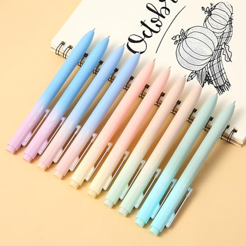 Mr. Pen- Retractable Gel Pens, 10 Pack, Black Ink, Gradient Barrel | Fine Point 0.5 mm, Fast Dry, Smooth Writing, Cute Pens for Drawing, Writing Planner and School Supplies