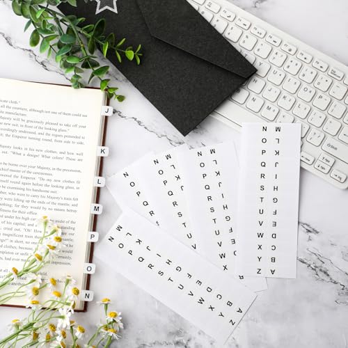 A-Z 26 Alphabet Tabs, Self Adhesive - White and Colorful Letters, 260 Pcs, 10 Sheets - color: Colorful