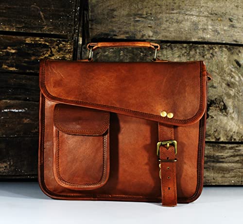 URBAN DEZIRE Men's Genuine Leather Small Briefcase Messenger Satchel Ipad Tab Tablet Bag 11 compatible with Apple product - size: 11" Width x 9" Height x 3.5" Depth