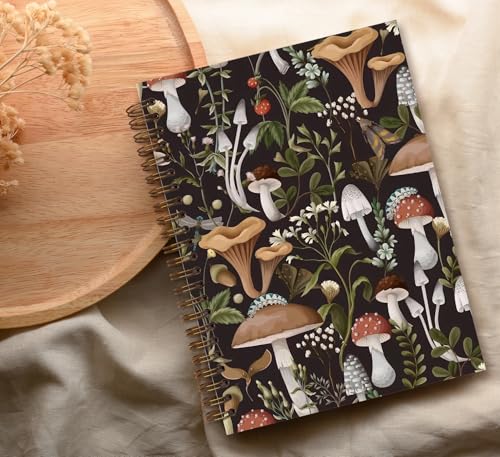 Mushroom Gifts Spiral Notebook Journal for Women, 5.5×8.3 Inch | Mushroom Gifts and Hardcover College Ruled Notebook for Offices Schools Classrooms - color: flower 6