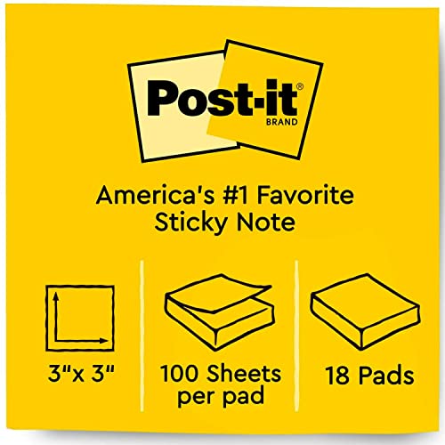 Post-it Pop-up Notes, 3 x 3 in, Poptimistic Collection, 18 Pads | School Supplies, Office Products, Accordion Sticky Notes work with Pop-Up Note Dispenser